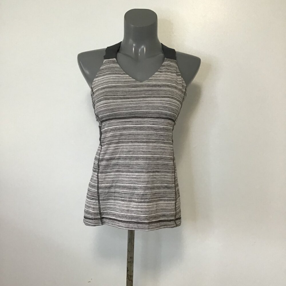 Lululemon Push Ur Limits Tank Coal Strata Stripe Size 8
